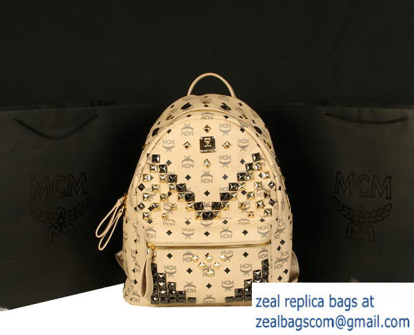 High Quality Replica MCM Stark Backpack Jumbo in Calf Leather 8100 Apricot - Click Image to Close
